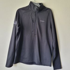 Simms Quarter Zip Thermal Midlayer Grid Fleece Logo Black